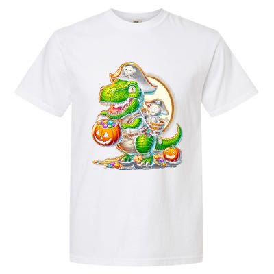 Halloween Funny T Rex Dinosaur Pirate Boy Trick Treat Garment-Dyed Heavyweight T-Shirt