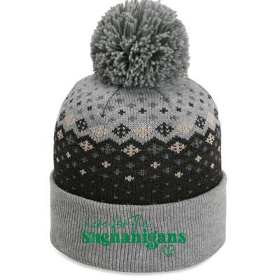 Here For The Shenanigans Funny St Patrick's Day The Baniff Cuffed Pom Beanie