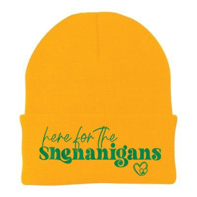 Here For The Shenanigans Funny St Patrick's Day Knit Cap Winter Beanie