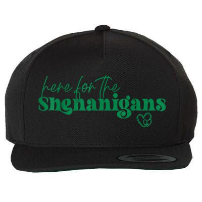 Here For The Shenanigans Funny St Patrick's Day Wool Snapback Cap