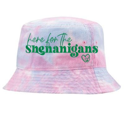 Here For The Shenanigans Funny St Patrick's Day Tie-Dyed Bucket Hat