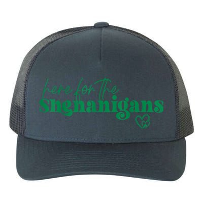 Here For The Shenanigans Funny St Patrick's Day Yupoong Adult 5-Panel Trucker Hat