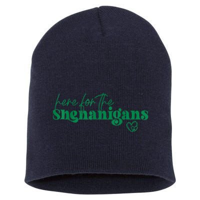 Here For The Shenanigans Funny St Patrick's Day Short Acrylic Beanie