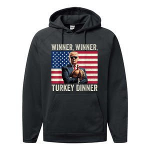 Humor Funny Trump Winner Winner Turkey Dinner Thanksgiving Performance Fleece Hoodie