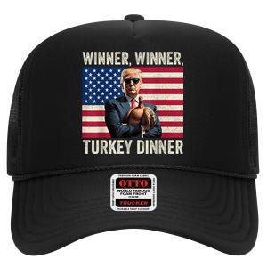 Humor Funny Trump Winner Winner Turkey Dinner Thanksgiving High Crown Mesh Back Trucker Hat