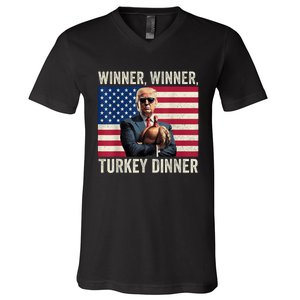 Humor Funny Trump Winner Winner Turkey Dinner Thanksgiving V-Neck T-Shirt