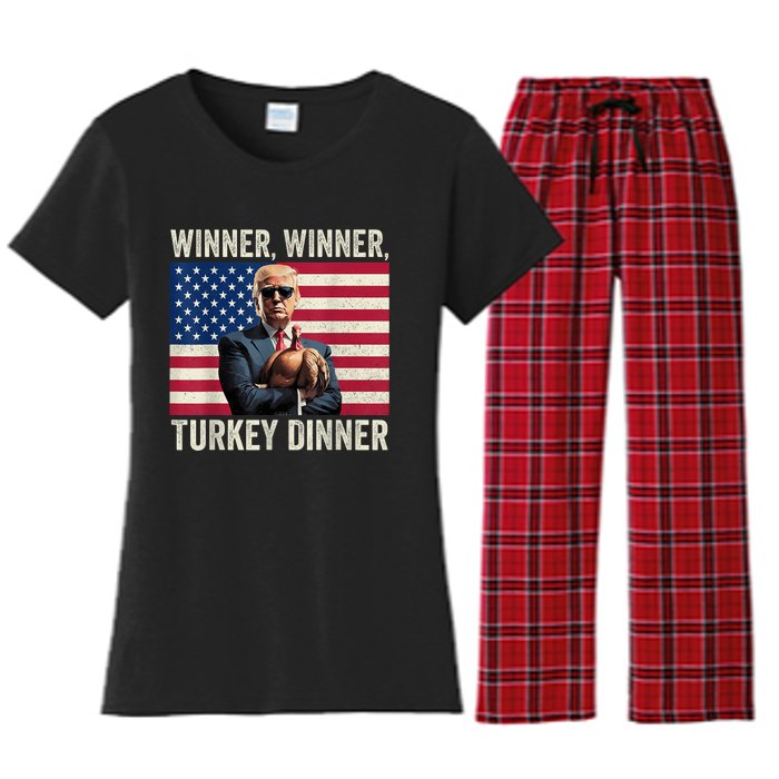 Humor Funny Trump Winner Winner Turkey Dinner Thanksgiving Women's Flannel Pajama Set