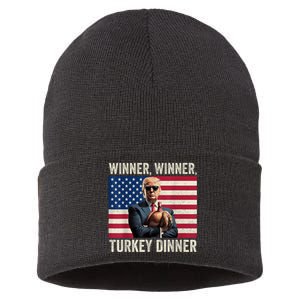 Humor Funny Trump Winner Winner Turkey Dinner Thanksgiving Sustainable Knit Beanie