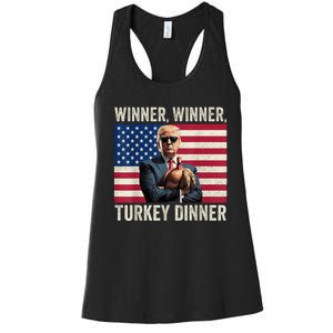 Humor Funny Trump Winner Winner Turkey Dinner Thanksgiving Women's Racerback Tank