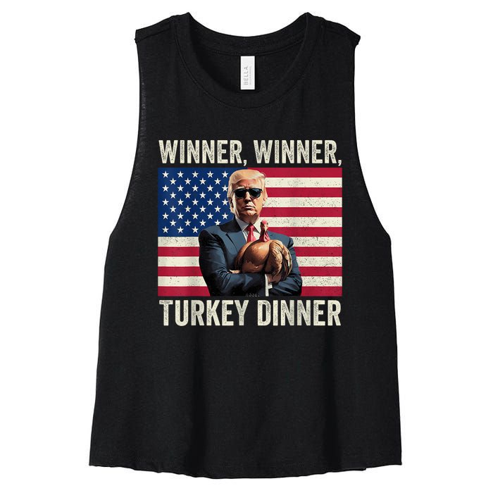 Humor Funny Trump Winner Winner Turkey Dinner Thanksgiving Women's Racerback Cropped Tank