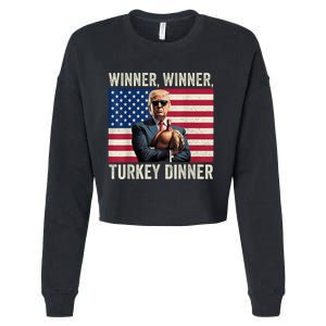 Humor Funny Trump Winner Winner Turkey Dinner Thanksgiving Cropped Pullover Crew