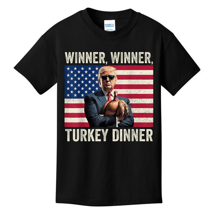 Humor Funny Trump Winner Winner Turkey Dinner Thanksgiving Kids T-Shirt