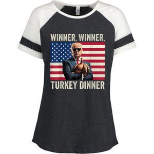 Humor Funny Trump Winner Winner Turkey Dinner Thanksgiving Enza Ladies Jersey Colorblock Tee