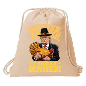 Humor Funny Trump Winner Winner Turkey Dinner Thanksgiving Sweatshirt Drawstring Bag