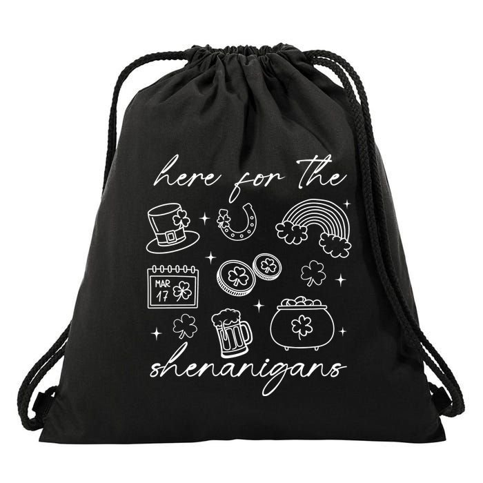 Here For The Shenanigans St Patricks Day Drawstring Bag