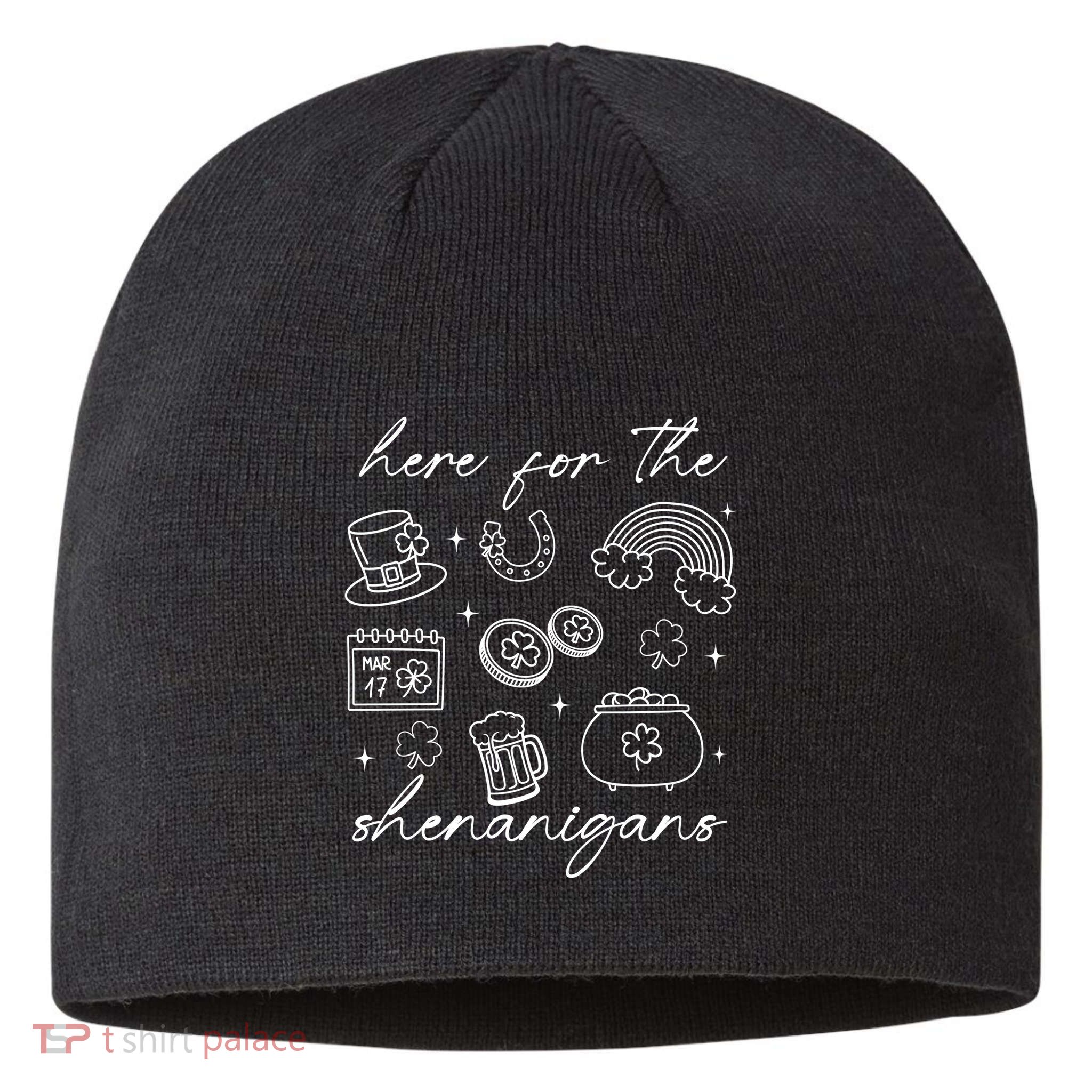 Here For The Shenanigans St Patricks Day Sustainable Beanie