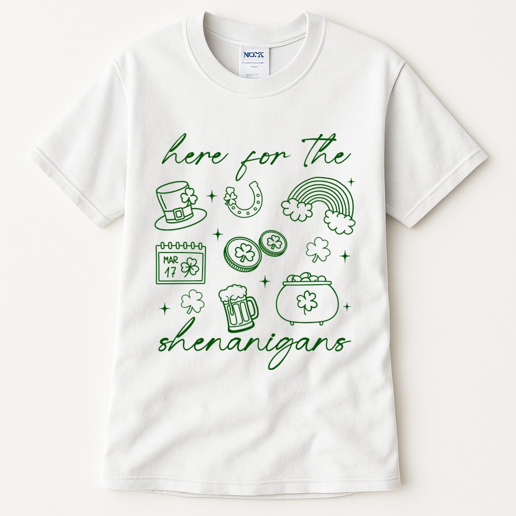 Here For The Shenanigans St Patricks Day Tall T-Shirt
