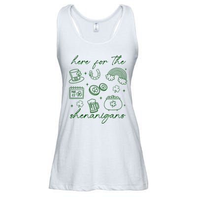 Here For The Shenanigans St Patricks Day Ladies Essential Flowy Tank