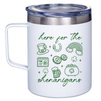 Here For The Shenanigans St Patricks Day 12oz Stainless Steel Coffee Mug