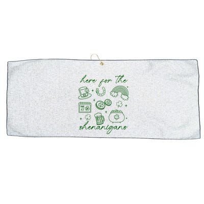 Here For The Shenanigans St Patricks Day Large Microfiber Waffle Golf Towel