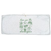 Here For The Shenanigans St Patricks Day Large Microfiber Waffle Golf Towel