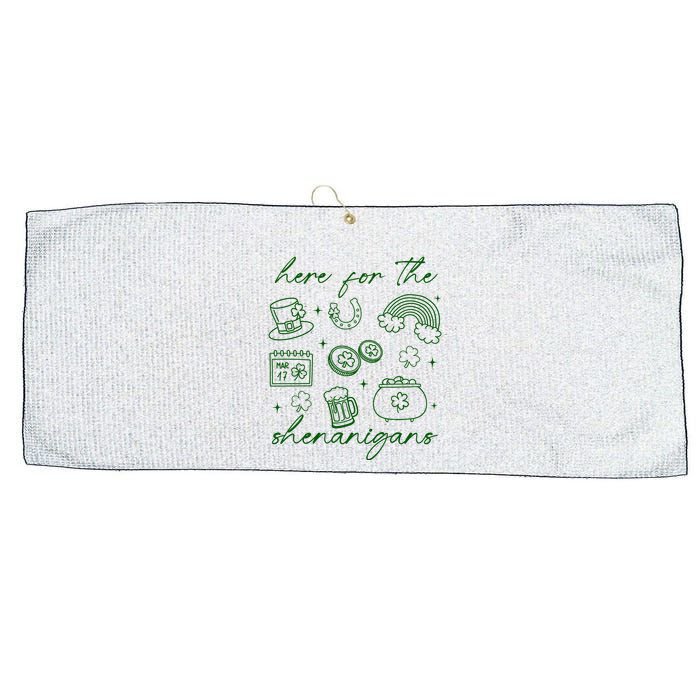 Here For The Shenanigans St Patricks Day Large Microfiber Waffle Golf Towel