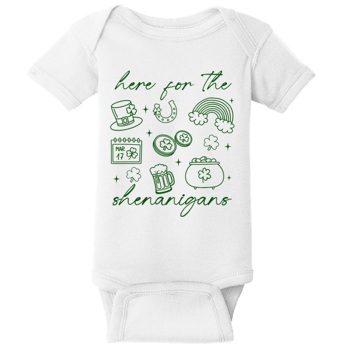 Here For The Shenanigans St Patricks Day Baby Bodysuit