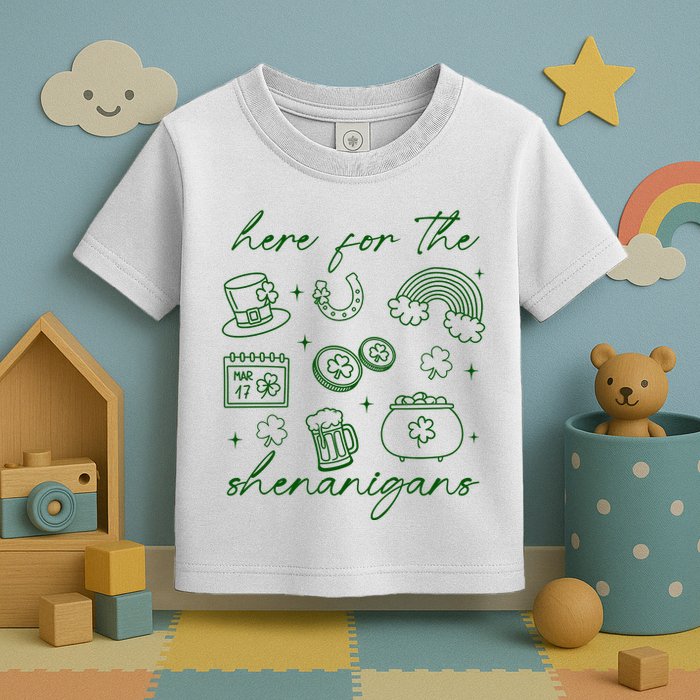 Here For The Shenanigans St Patricks Day Toddler T-Shirt
