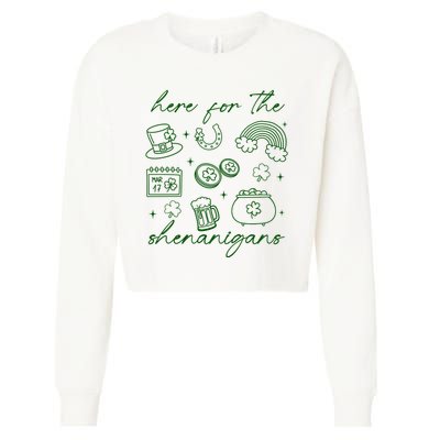 Here For The Shenanigans St Patricks Day Cropped Pullover Crew