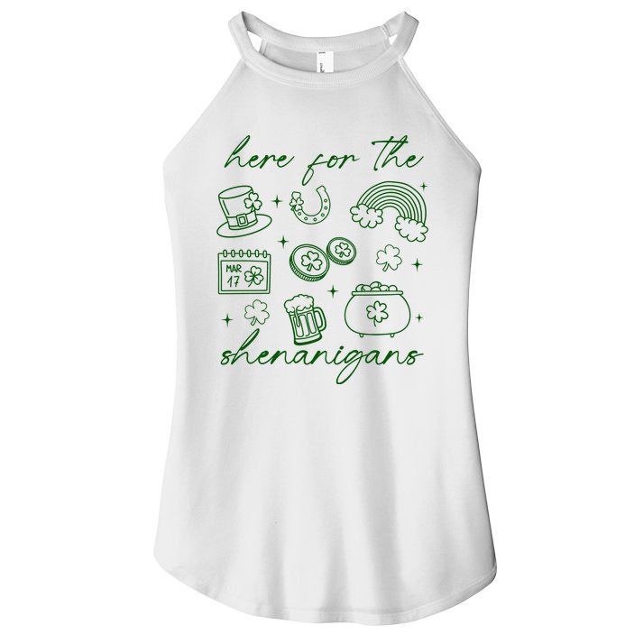 Here For The Shenanigans St Patricks Day Women's Perfect Tri Rocker Tank