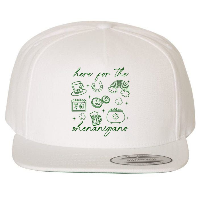 Here For The Shenanigans St Patricks Day Wool Snapback Cap