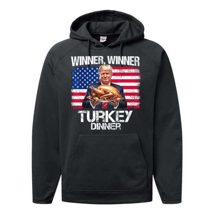 Humor Funny Trump Winner Winner Turkey Dinner Thanksgiving Performance Fleece Hoodie