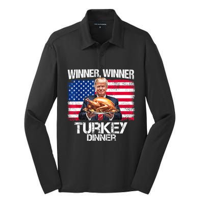 Humor Funny Trump Winner Winner Turkey Dinner Thanksgiving Silk Touch Performance Long Sleeve Polo