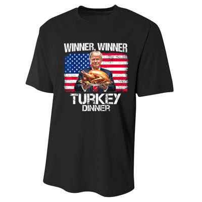 Humor Funny Trump Winner Winner Turkey Dinner Thanksgiving Performance Sprint T-Shirt