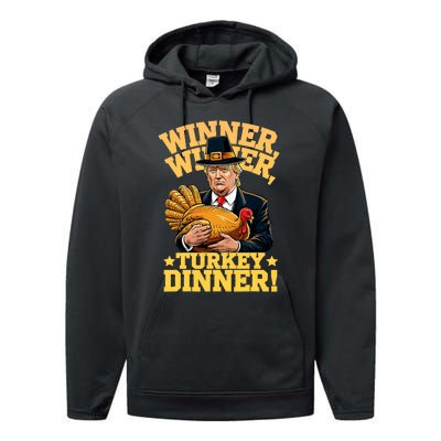 Humor Funny Trump Winner Winner Turkey Dinner Thanksgiving Performance Fleece Hoodie