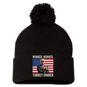 Humor Funny Trump Winner Winner Turkey Dinner Thanksgiving Pom Pom 12in Knit Beanie