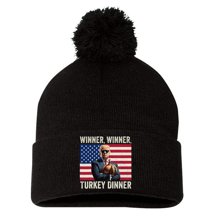 Humor Funny Trump Winner Winner Turkey Dinner Thanksgiving Pom Pom 12in Knit Beanie