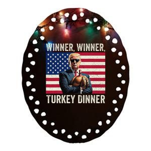 Humor Funny Trump Winner Winner Turkey Dinner Thanksgiving Ceramic Oval Ornament