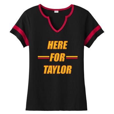 Here For Taylor Football Sports Fan Ladies Halftime Notch Neck Tee