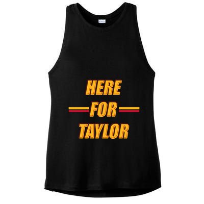 Here For Taylor Football Sports Fan Ladies PosiCharge Tri-Blend Wicking Tank