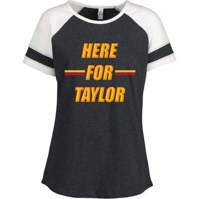 Here For Taylor Football Sports Fan Enza Ladies Jersey Colorblock Tee