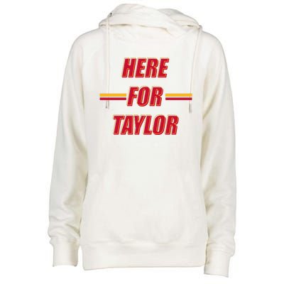 Here For Taylor Football Sports Fan Womens Funnel Neck Pullover Hood