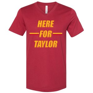 Here For Taylor Football Sports Fan V-Neck T-Shirt