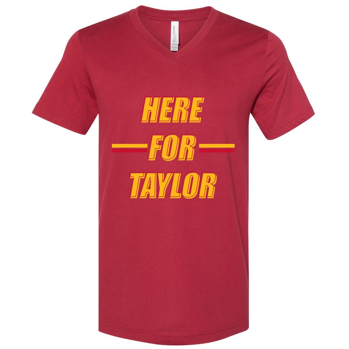 Here For Taylor Football Sports Fan V-Neck T-Shirt