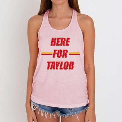 Here For Taylor Football Sports Fan Women's Knotted Racerback Tank