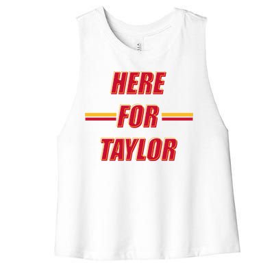 Here For Taylor Football Sports Fan Women's Racerback Cropped Tank