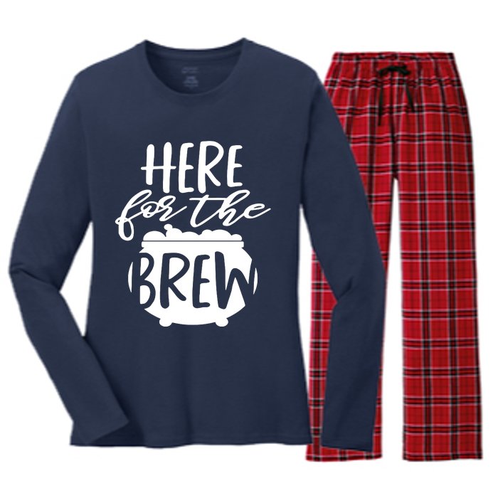 Here For The Brew Women's Long Sleeve Flannel Pajama Set 