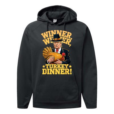 Humor Funny Trump Winner Winner Turkey Dinner Thanksgiving Performance Fleece Hoodie