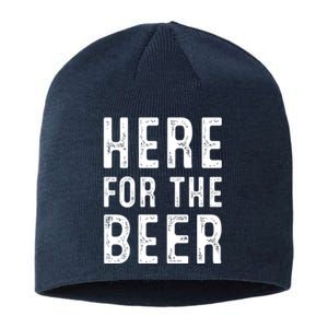 Here For The Beer Funny St Patricks Day Gift Sustainable Beanie