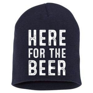 Here For The Beer Funny St Patricks Day Gift Short Acrylic Beanie